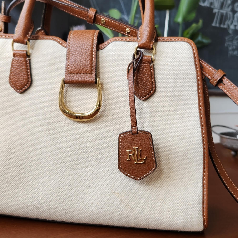 Lauren Ralph Lauren Brown and Cream Satchel
